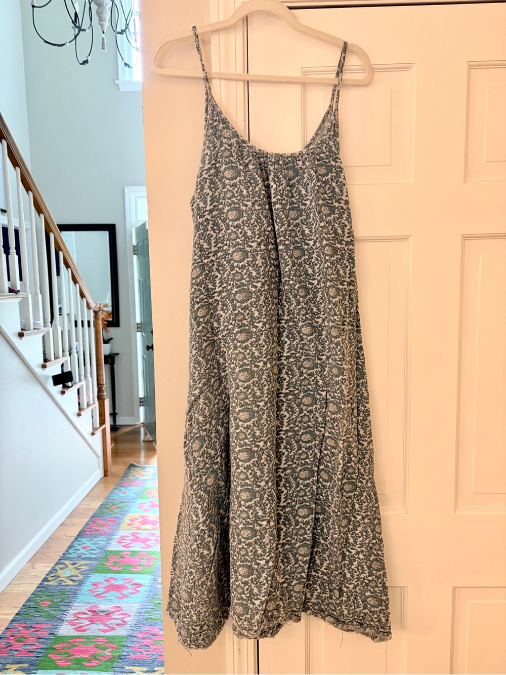 NATURAL LIFE Blue Floral Print Spaghetti-Strap Midi Dress